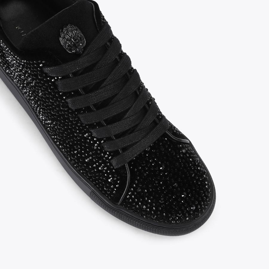 LENNON CRYSTAL Black Velvet Sneaker by KURT GEIGER LONDON
