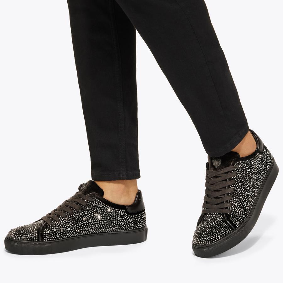 LENNON CRYSTAL Dark Brown Embellished Sneaker by Kurt Geiger London