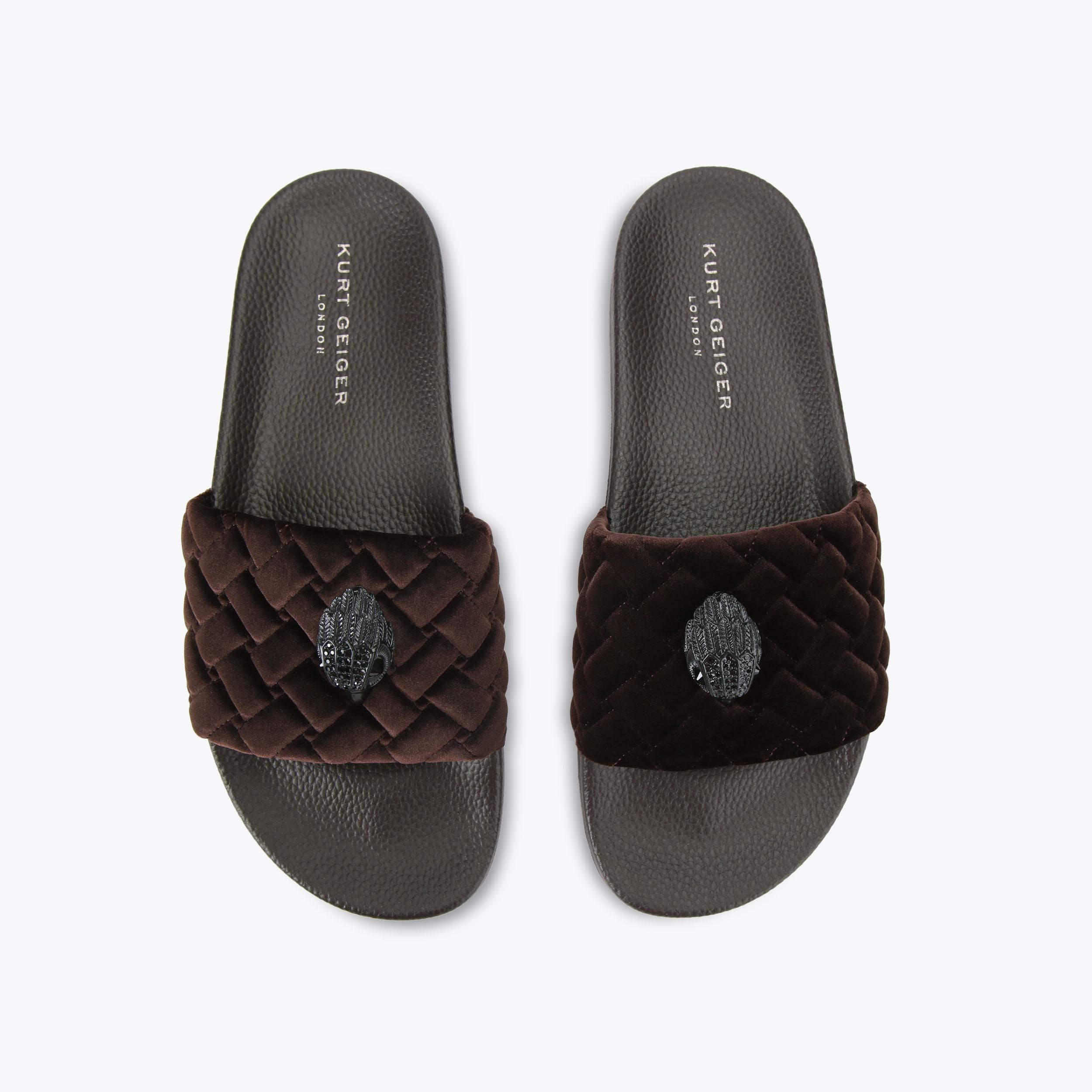Kurt Geiger Velvet Meena Eagle Slip On Sandals Men’s Size 8 MEENA EAGLE MENS Teal Velvet Fabric Slide Sandal by KURT  main image 3