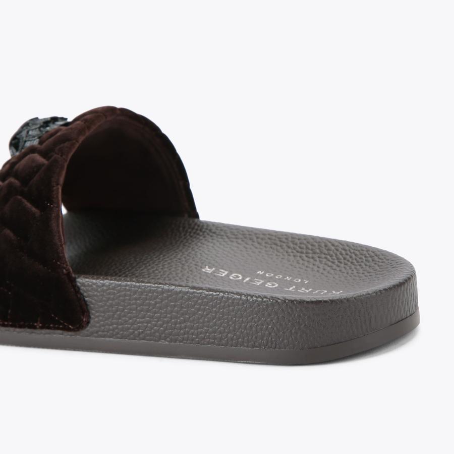 MEENA EAGLE MENS Dark Brown Velvet Sandal by KURT GEIGER LONDON display picture 3