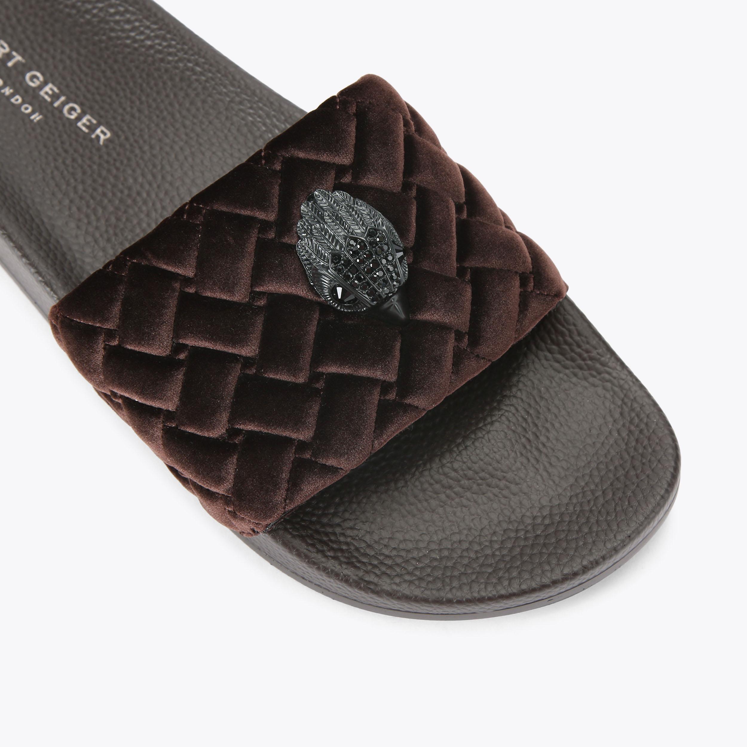 MEENA EAGLE MENS Dark Brown Velvet Sandal by KURT GEIGER LONDON