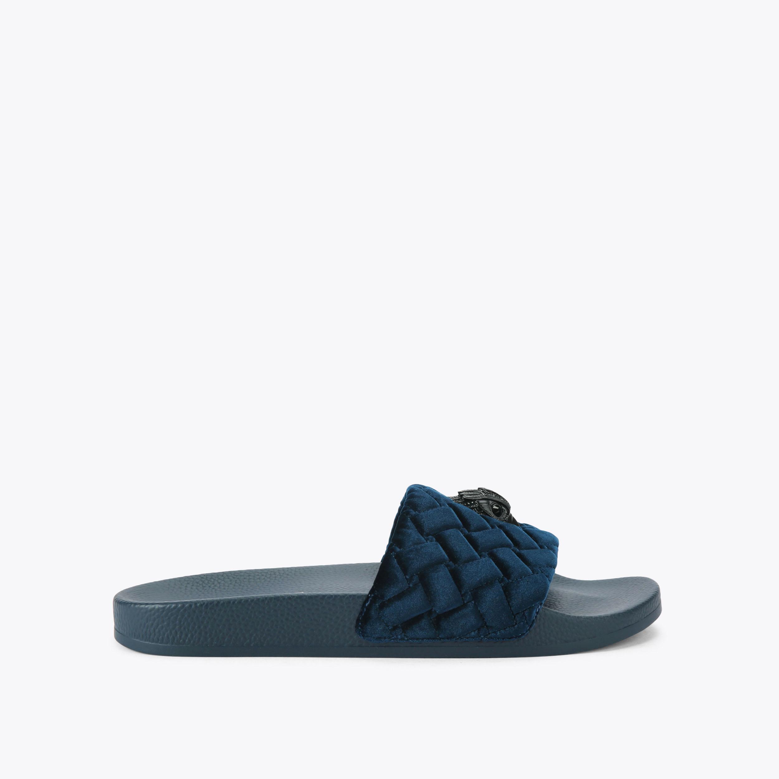 Kurt Geiger Velvet Meena Eagle Slip On Sandals Men’s Size 8 MEENA EAGLE MENS Teal Velvet Fabric Slide Sandal by KURT  main image 2