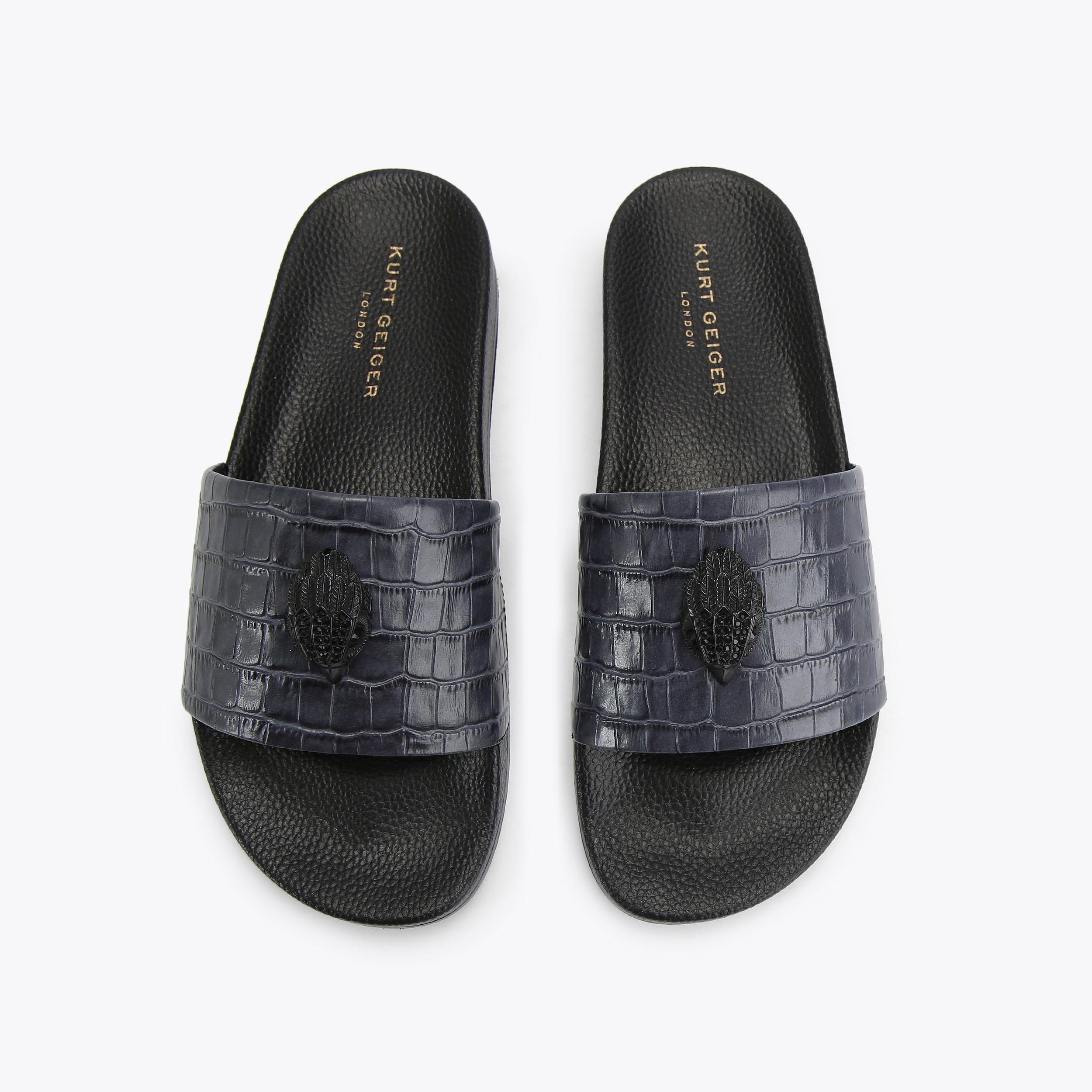 EAGLE SLIDE Black Embossed Slip On Sandal by KURT GEIGER LONDON