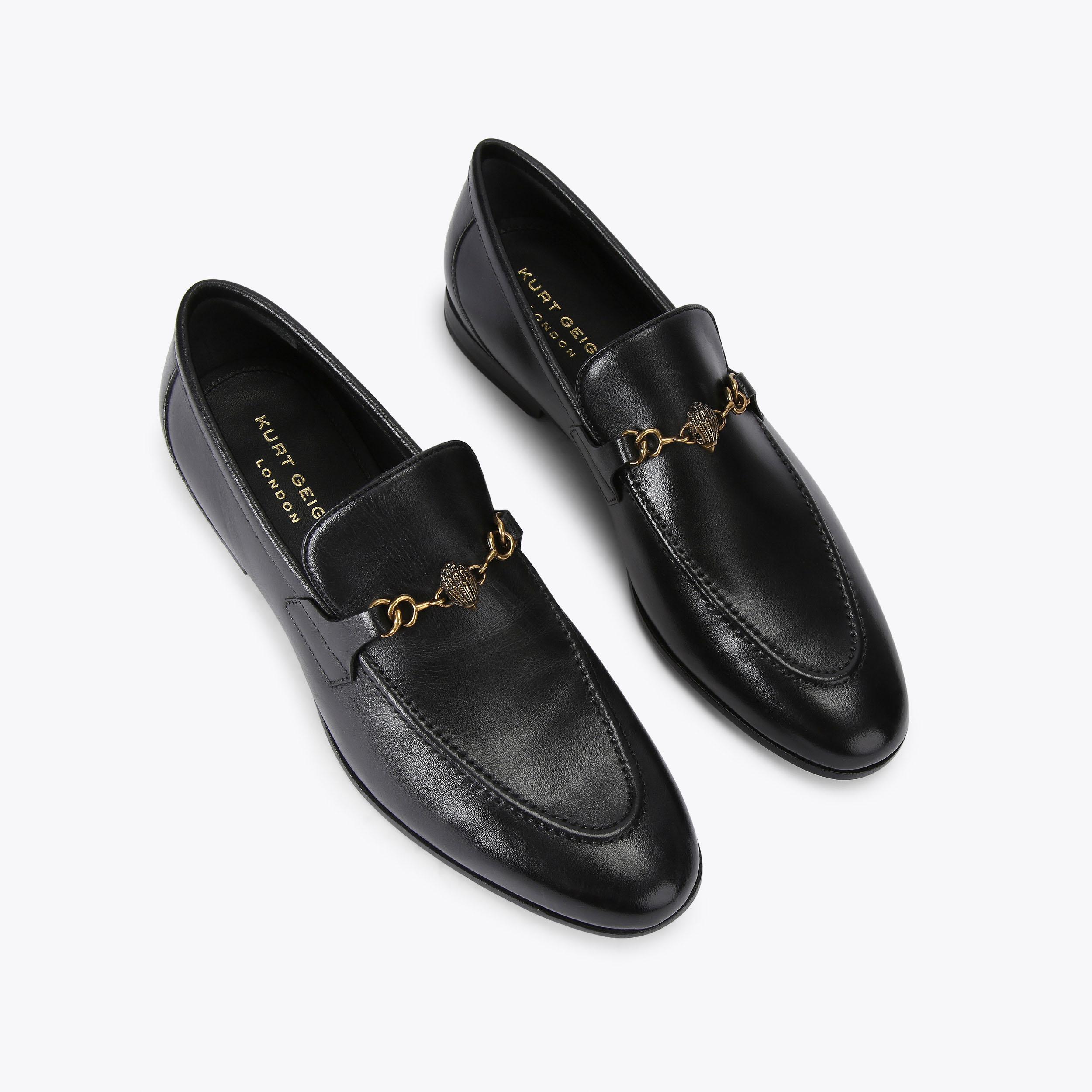 ALTON Black Leather Slip On Shoe by KURT GEIGER LONDON