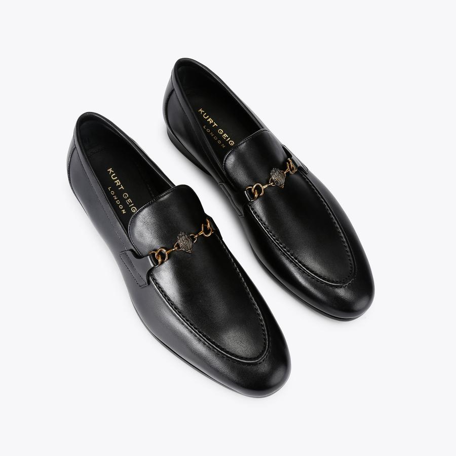 Alton Black Leather Slip-On Shoes | Kurt Geiger