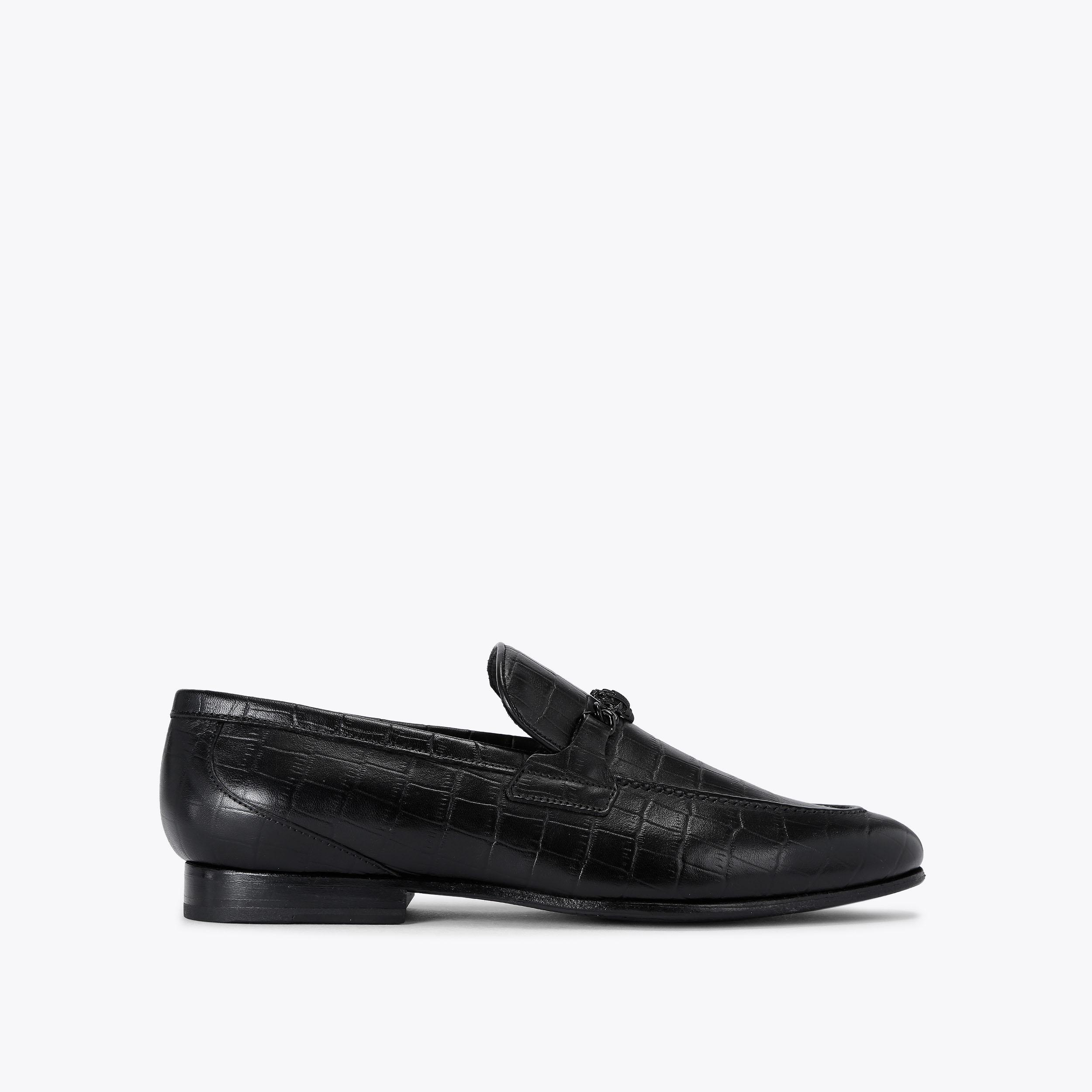【関税&送料込】Golden  Deluxe Brand Black Cotton Aligh ALTON CROC Croc Embossed Leather Loafer by KURT GEIGER LONDON