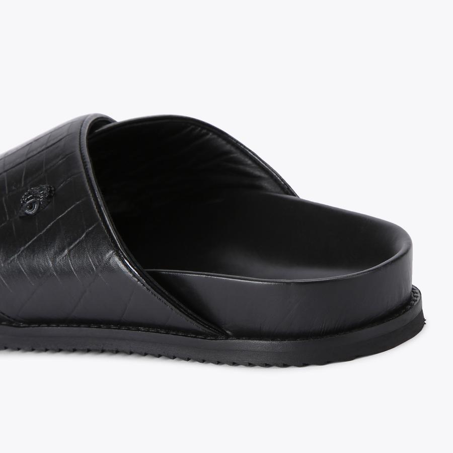 Baron Black Croc Embossed Men's Sandal | Kurt Geiger