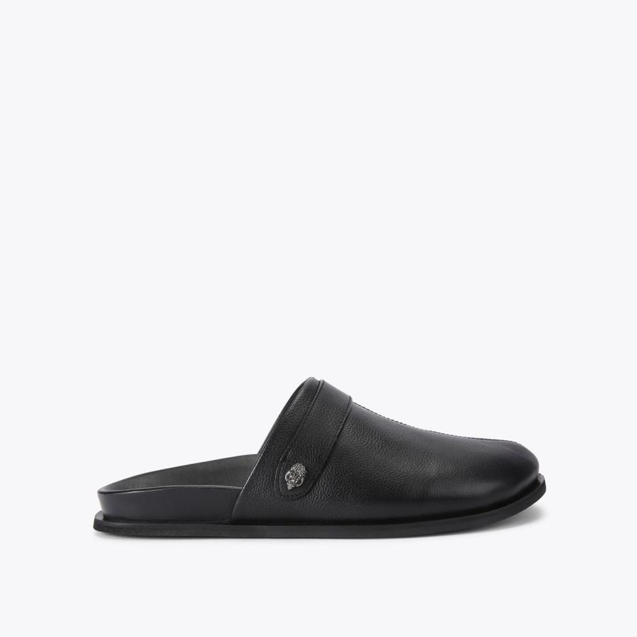サンダル・ミュール SUMMER MULE BLACK HATTON MULE SUMMER Black Pebble Grain Slip On Shoe by KURT
