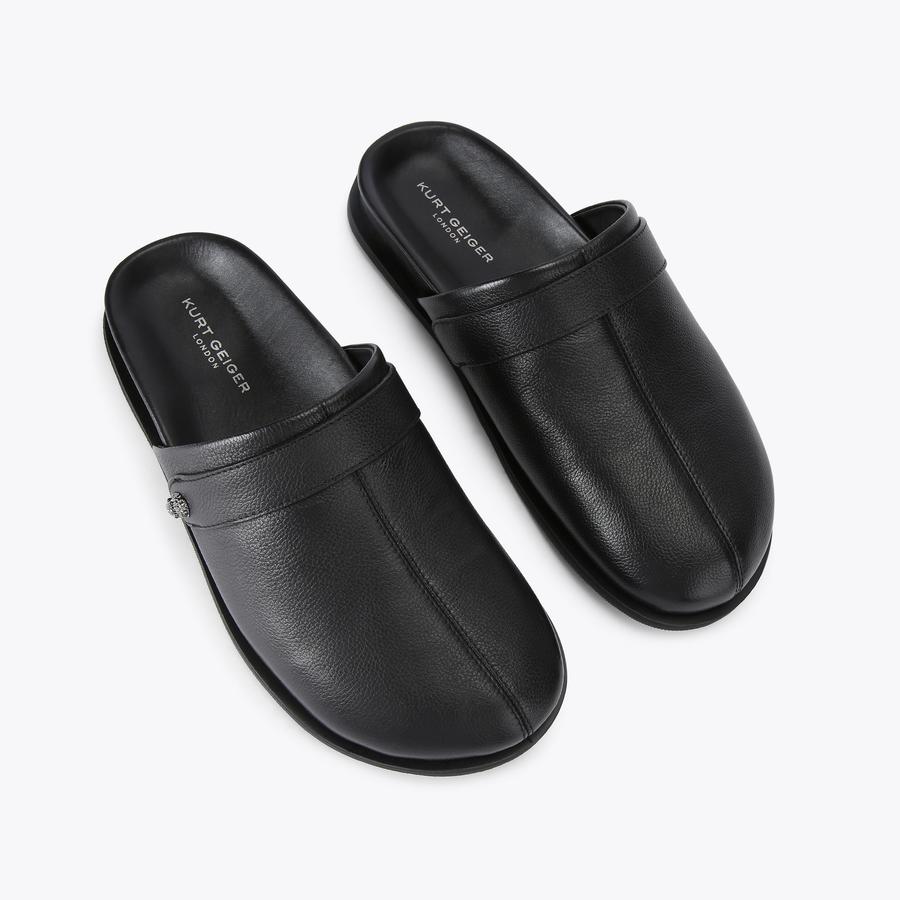 サンダル・ミュール SUMMER MULE BLACK HATTON MULE SUMMER Black Pebble Grain Slip On Shoe by KURT