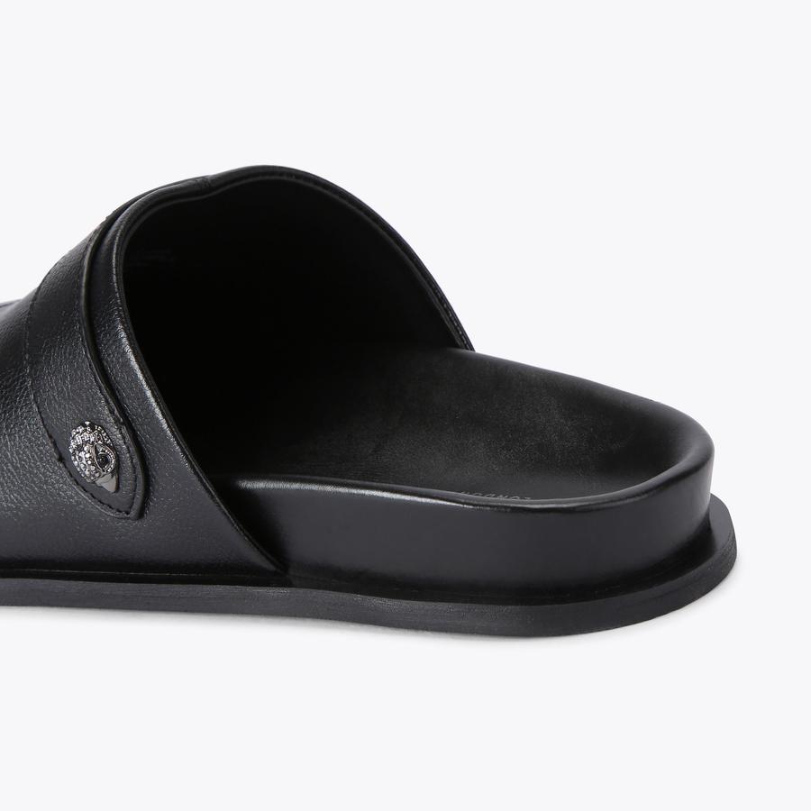 サンダル・ミュール SUMMER MULE BLACK HATTON MULE SUMMER Black Pebble Grain Slip On Shoe by KURT