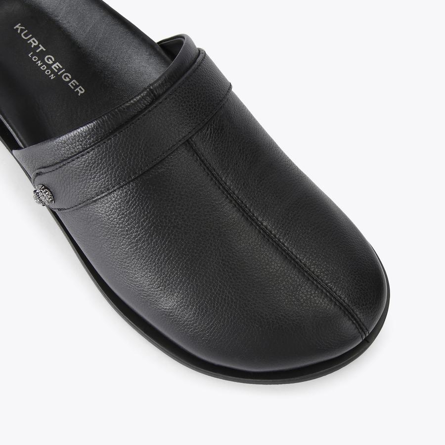 サンダル・ミュール SUMMER MULE BLACK HATTON MULE SUMMER Black Pebble Grain Slip On Shoe by KURT
