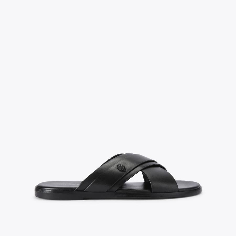 BOND SANDAL Black Leather Slip On Sandal by KURT GEIGER LONDON