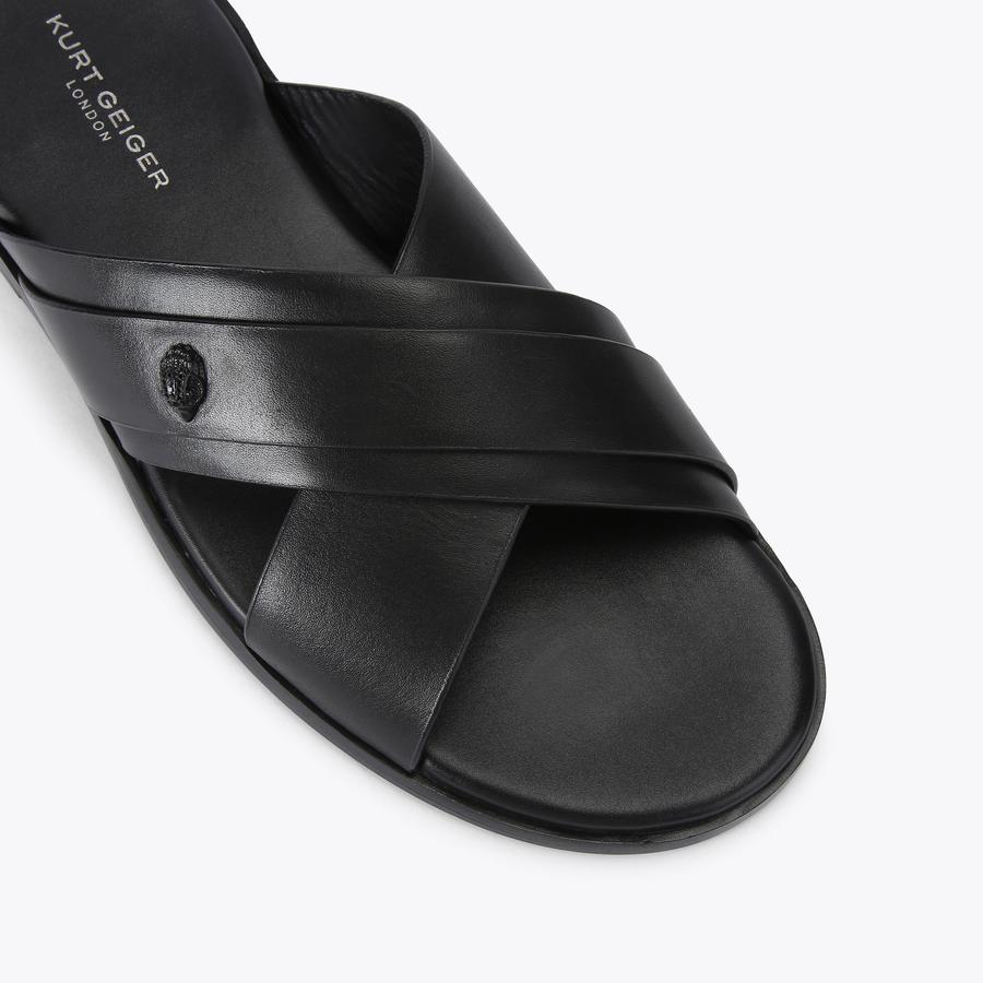 【関税込み】Sandals in Black/Silver Leather Dibs Nappa Leather Wedge Sandal | EILEEN FISHER