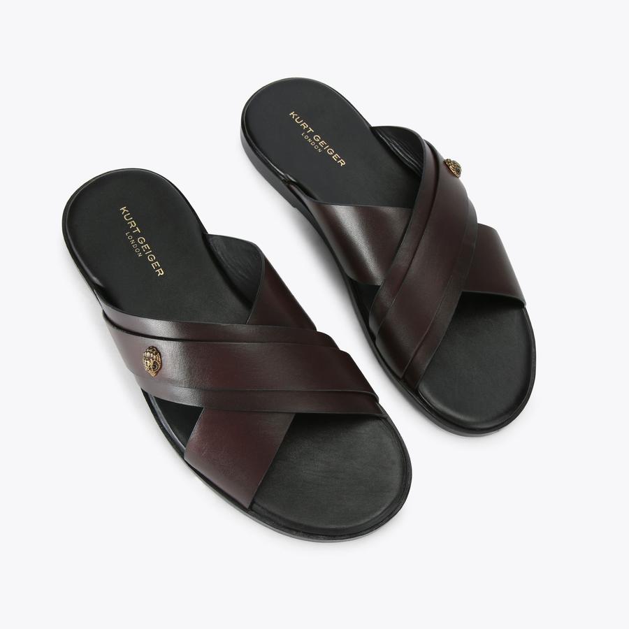 Bond Dark Brown Leather Sandals | Kurt Geiger
