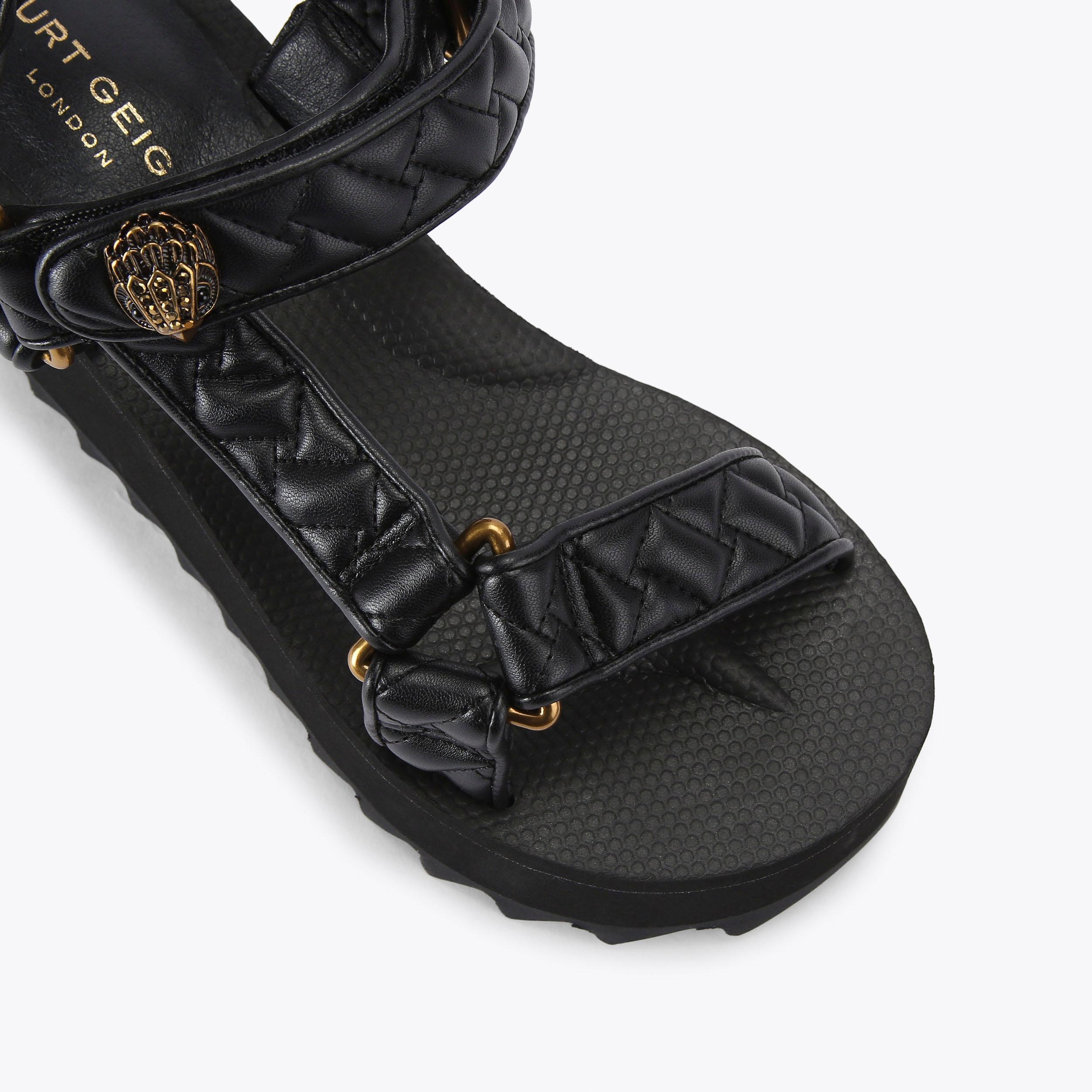 ORION PUMP Black Overstitch Quilted Chunky Sandal by KURT GEIGER