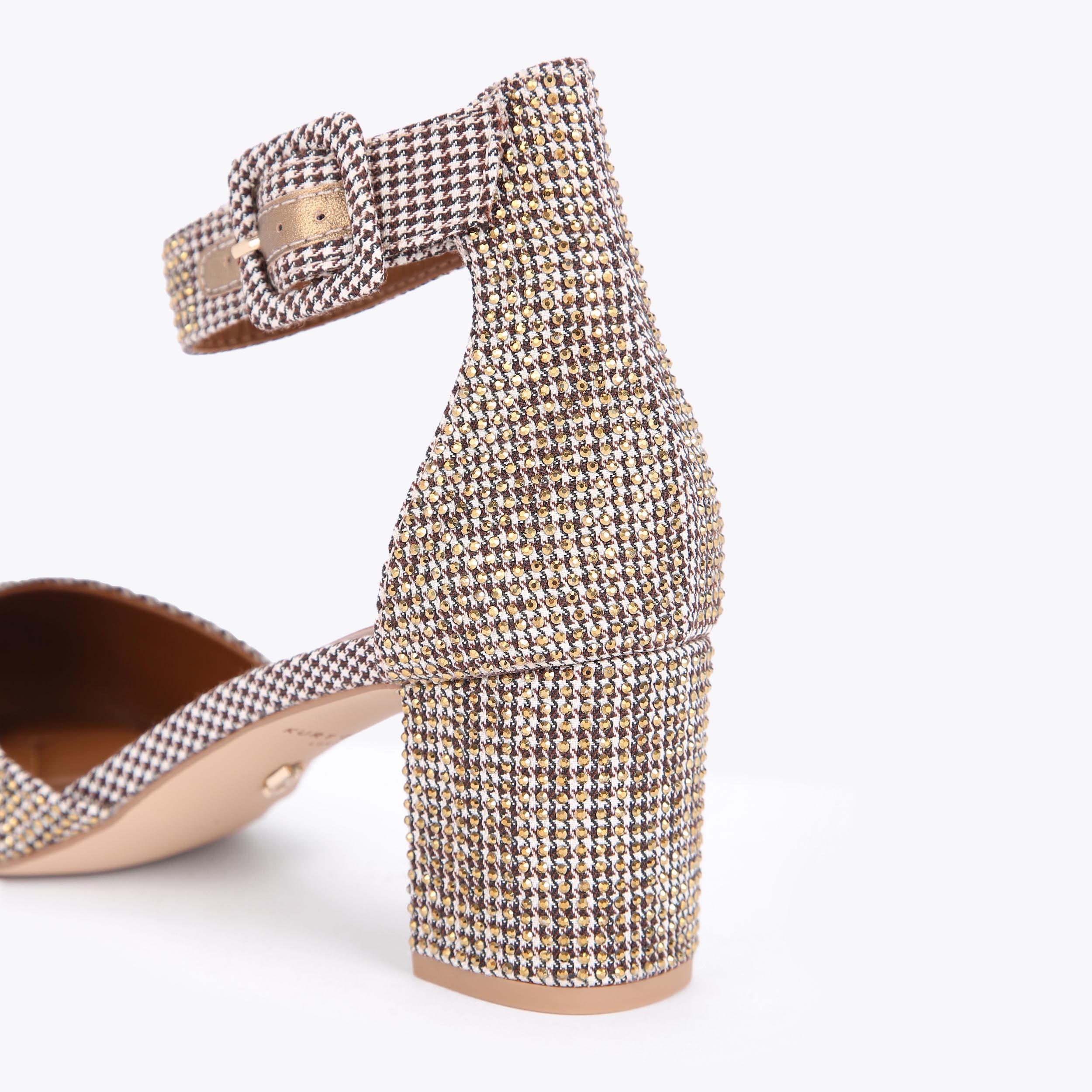 BURLINGTON Studded Block Heel Ankle Strap Courts by KURT GEIGER LONDON