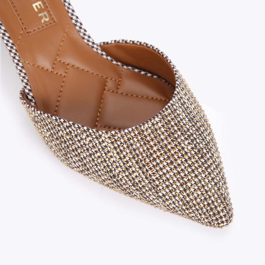 BURLINGTON Sparkly Gold Block Heel Ankle Strap Courts by KURT GEIGER LONDON