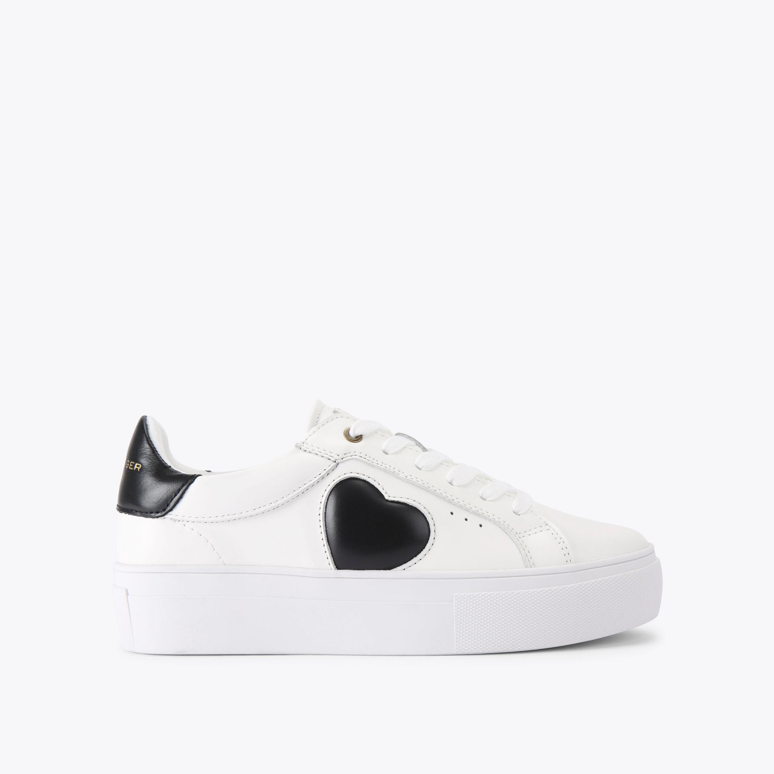 ★HPLLY LOVES LOVE★ ZIGZAG JORI LANE LOVE White Denim Heart Sneakers by KURT GEIGER LONDON