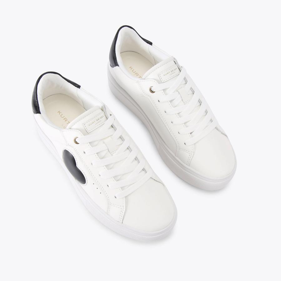 Lana Heart Sneaker Black & White Leather | Kurt Geiger