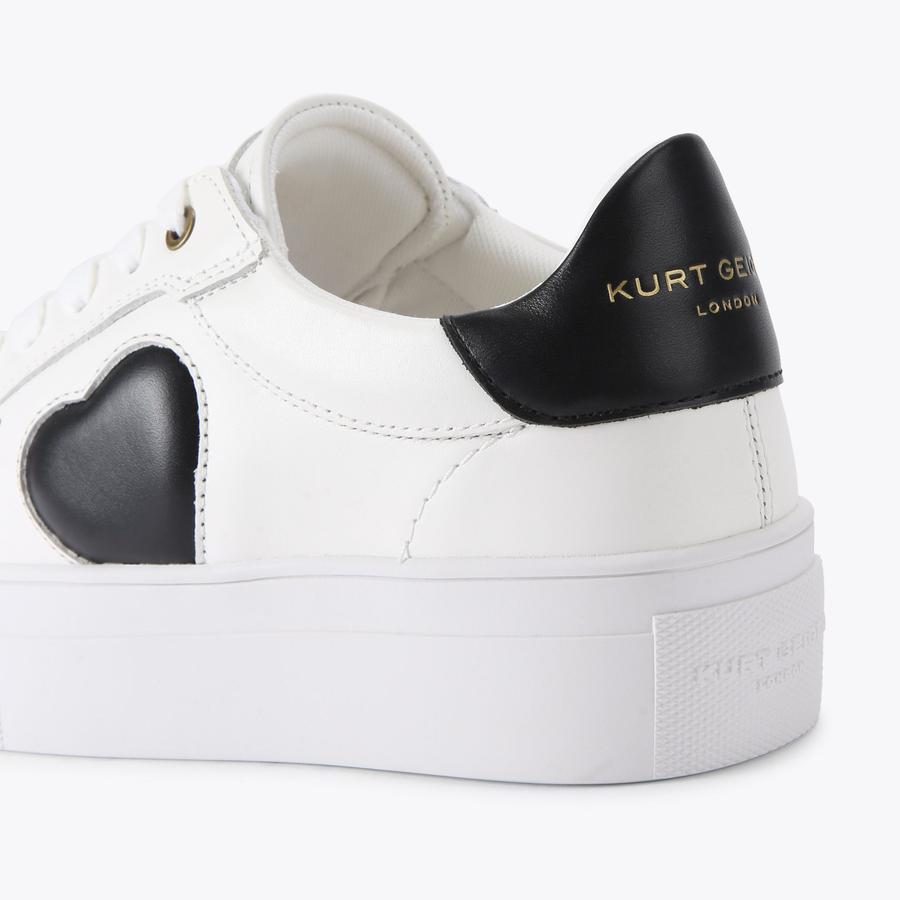 Lana Heart Sneaker Black & White Leather | Kurt Geiger