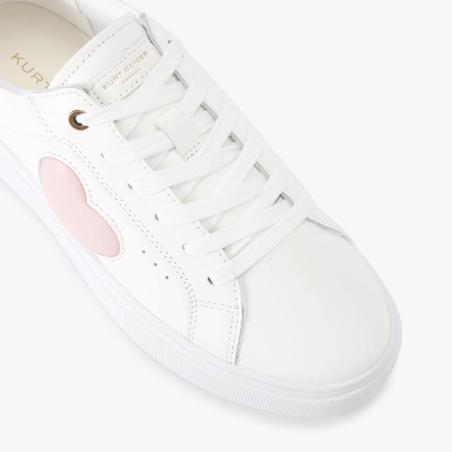 LANA HEART White Black Leather Sneaker by KURT GEIGER LONDON