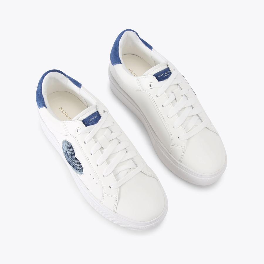 LANA HEART White Blue Denim Sneaker by KURT GEIGER LONDON