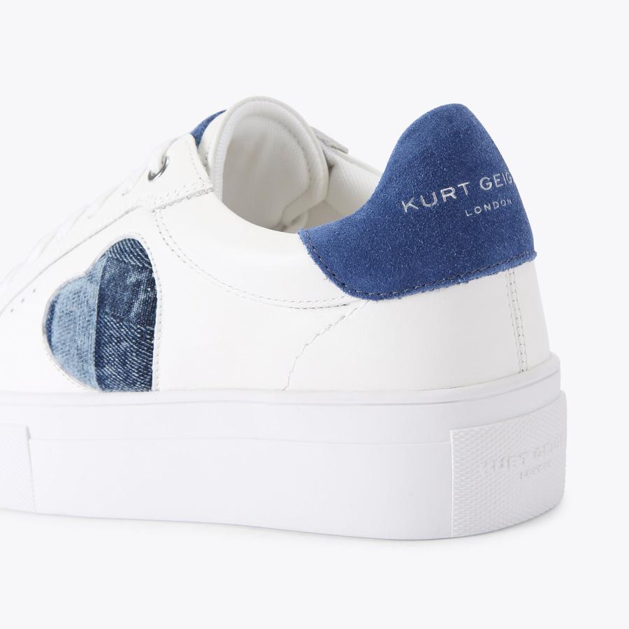 Lana Heart Denim Sneakers - White & Blue | Kurt Geiger