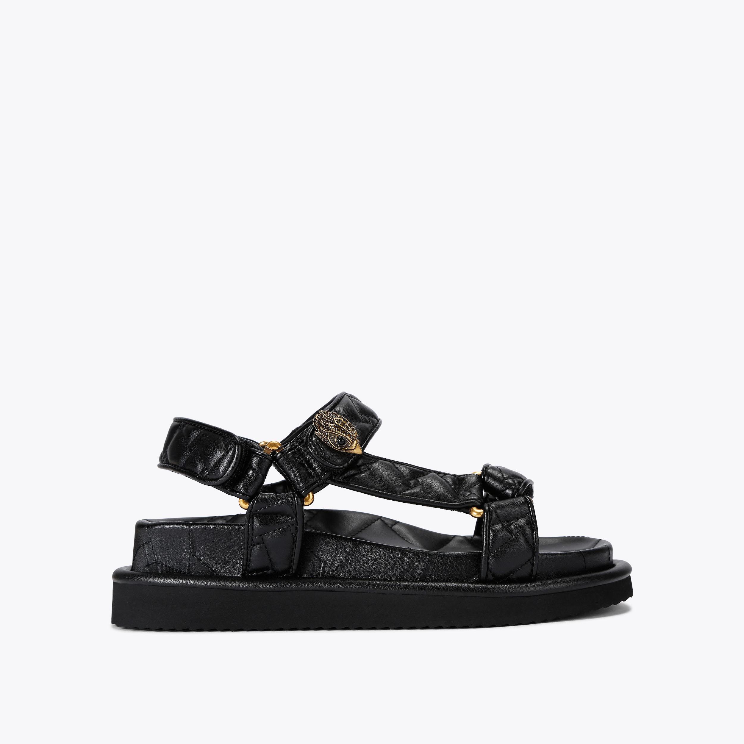 Orson Black Quilted Velcro Sandals Kurt Geiger