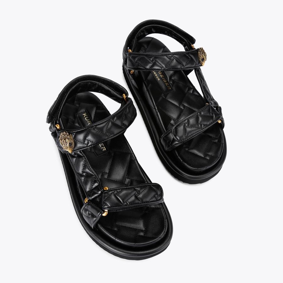 Orson Black Quilted Velcro Sandals | Kurt Geiger