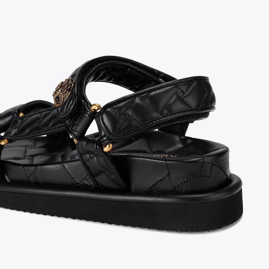 Orson Black Quilted Velcro Sandals | Kurt Geiger