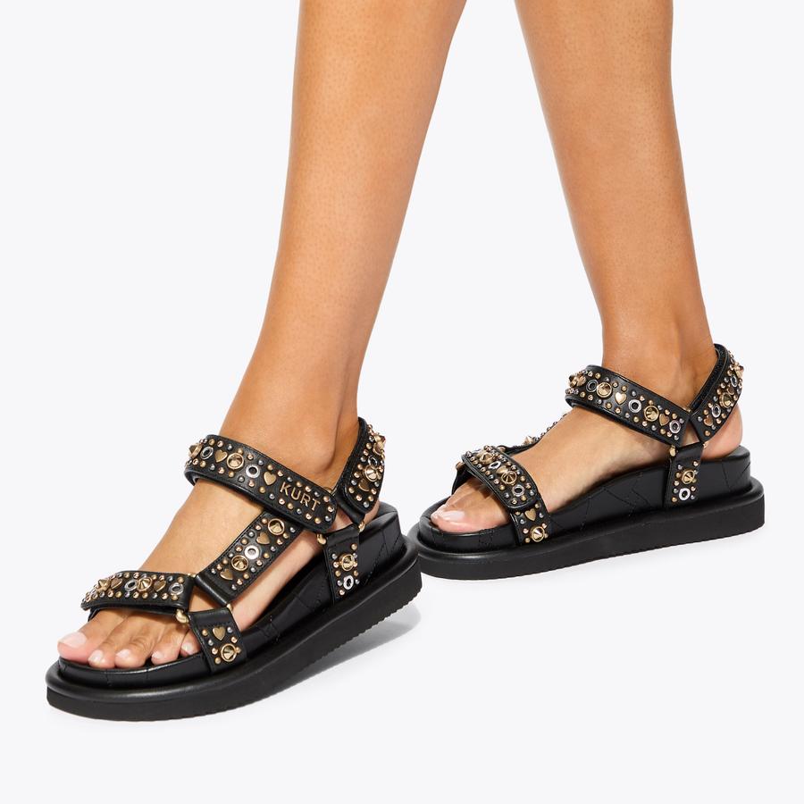 ORSON SANDAL Antiqued Brass Velcro Sandal by Kurt Geiger London