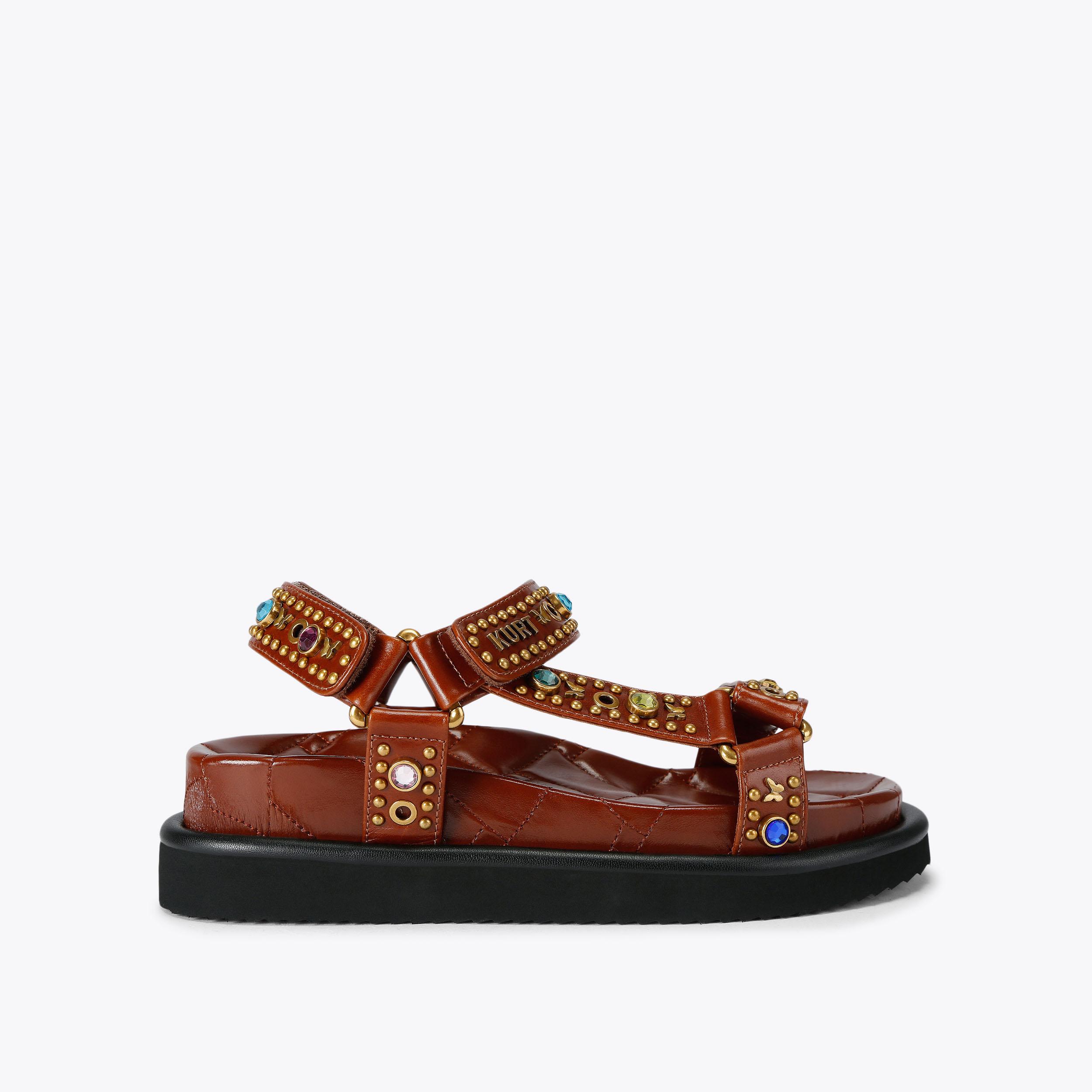ORSON SANDAL Black Quilted Velcro Sandal by KURT GEIGER LONDON