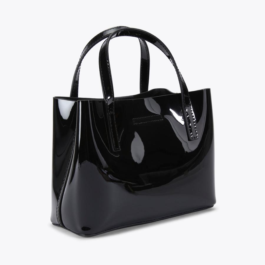 HAMPSTEAD MINI TOTE Black Patent Mini Tote Bag by Kurt Geiger London