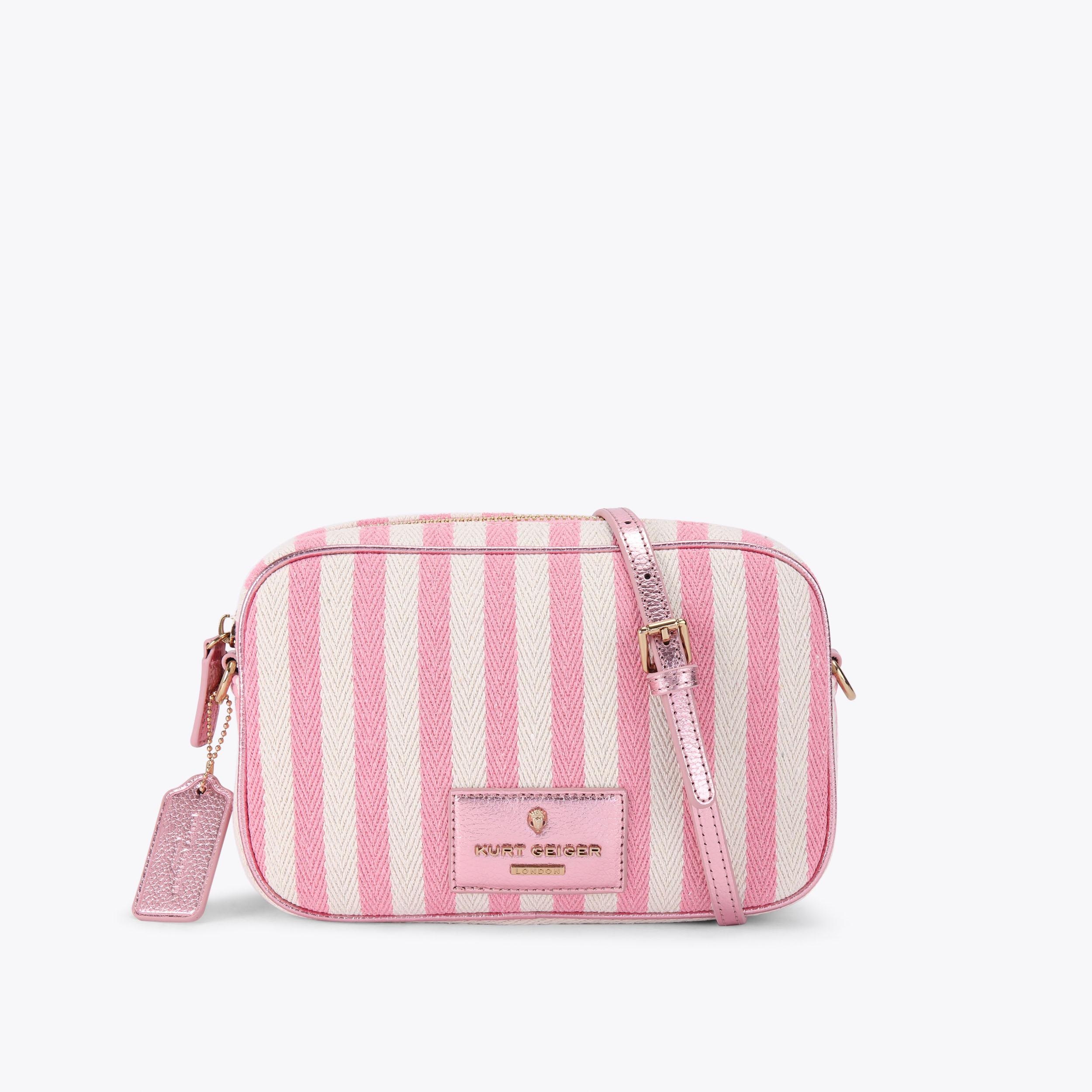 CHISWICK LG CAMERA BAG Pink Striped Camera Bag by Kurt Geiger London