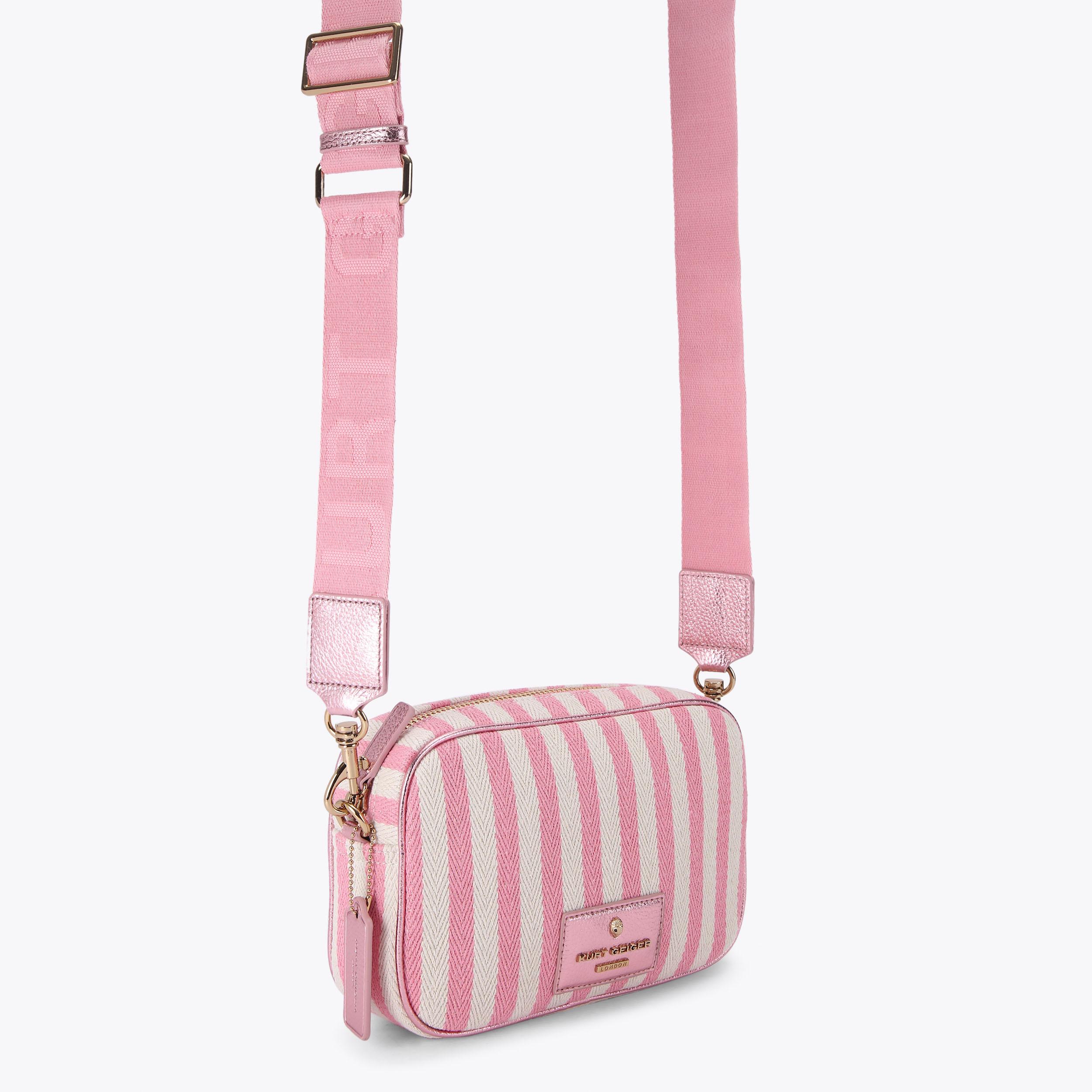 CHISWICK LG CAMERA BAG Pink Striped Camera Bag by Kurt Geiger London