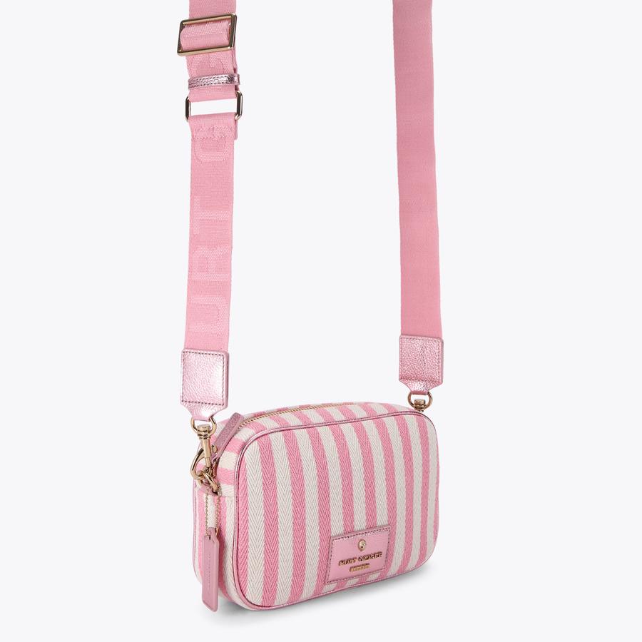 CHISWICK LG CAMERA BAG Pink Striped Camera Bag by Kurt Geiger London