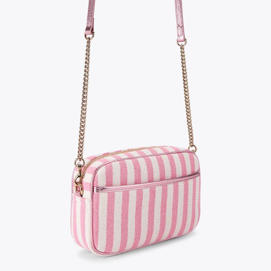 CHISWICK LG CAMERA BAG Pink Striped Camera Bag by Kurt Geiger London