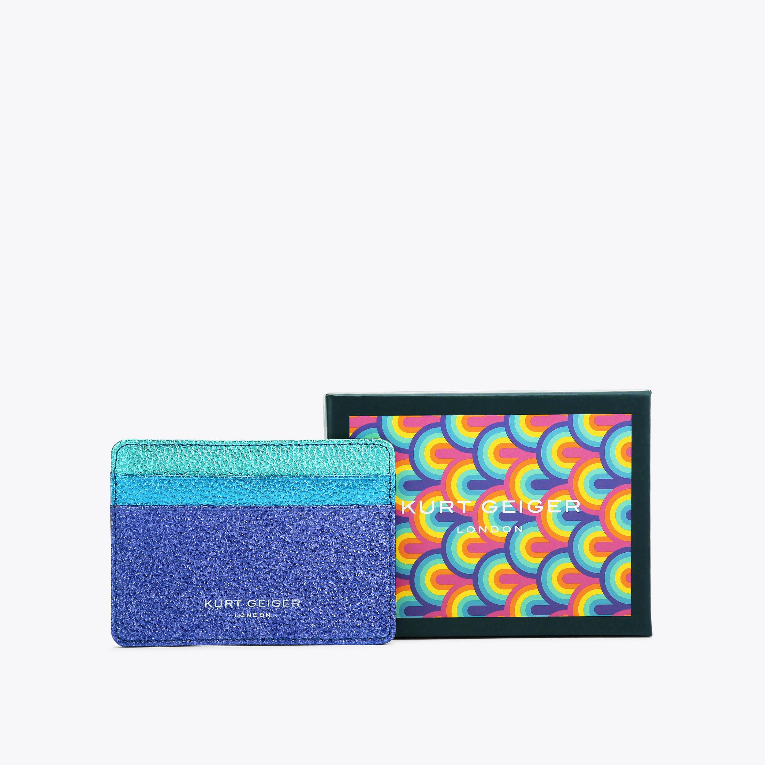 LEATHER CARD HOLDER Blue Mult Other Rainbow Colored Card Holder by