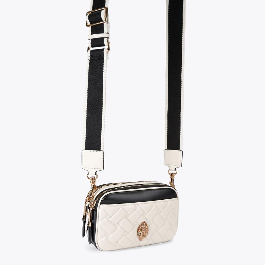 2Zip Kensington Camera Bag Black & White Leather | Kurt Geiger