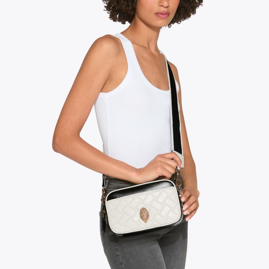 2Zip Kensington Camera Bag Black & White Leather | Kurt Geiger
