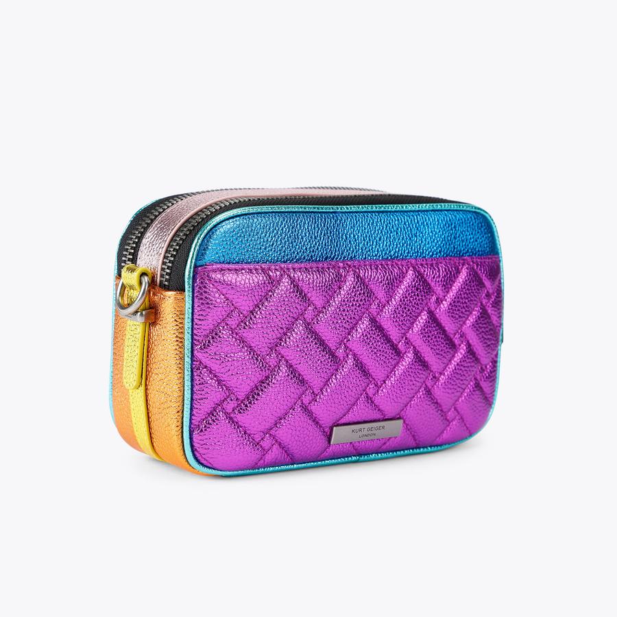 Fuchsia Metallic Dual Zip Camera Bag | Kurt Geiger