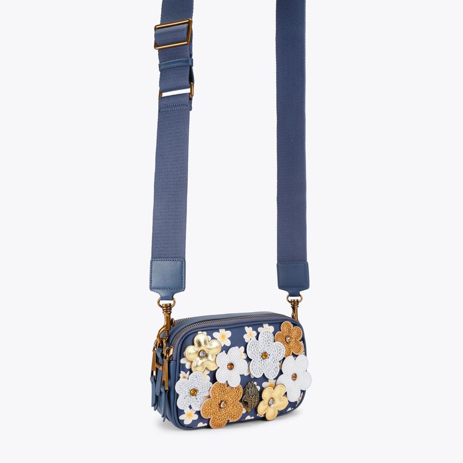 2ZIP KENSINGTON DAISY CAM Blue Denim Floral Camera Purse by KURT