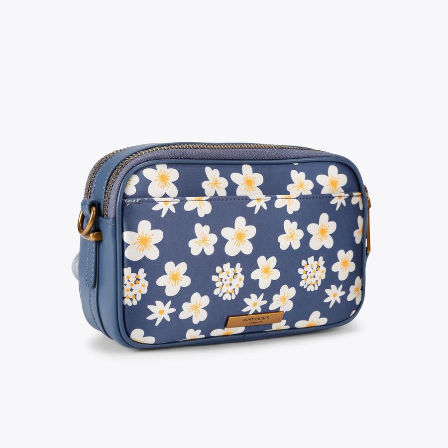 2ZIP KENSINGTON DAISY CAM Blue Denim Floral Camera Purse by KURT