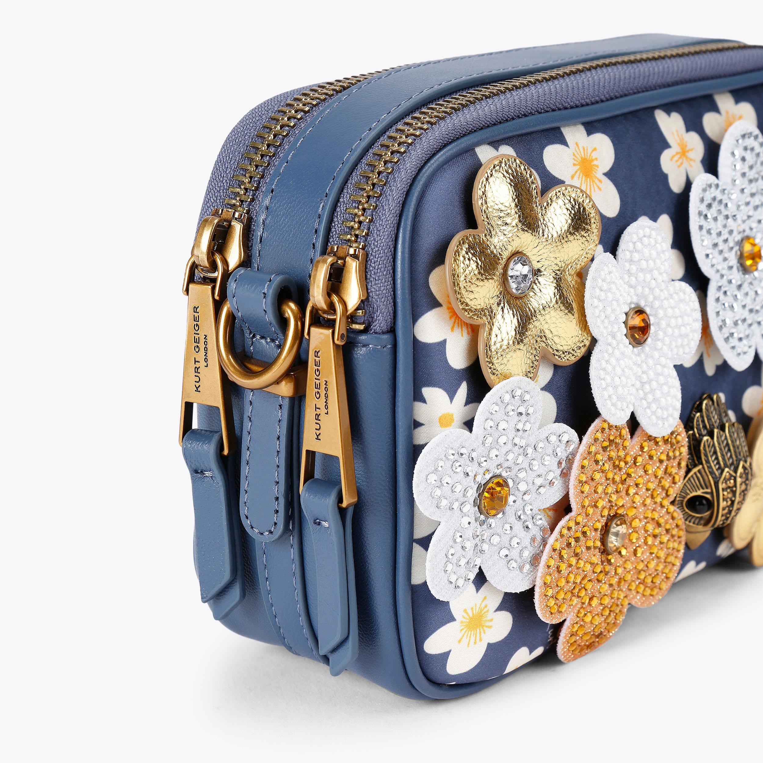 2ZIP KENSINGTON DAISY CAM Blue Denim Floral Camera Purse by KURT