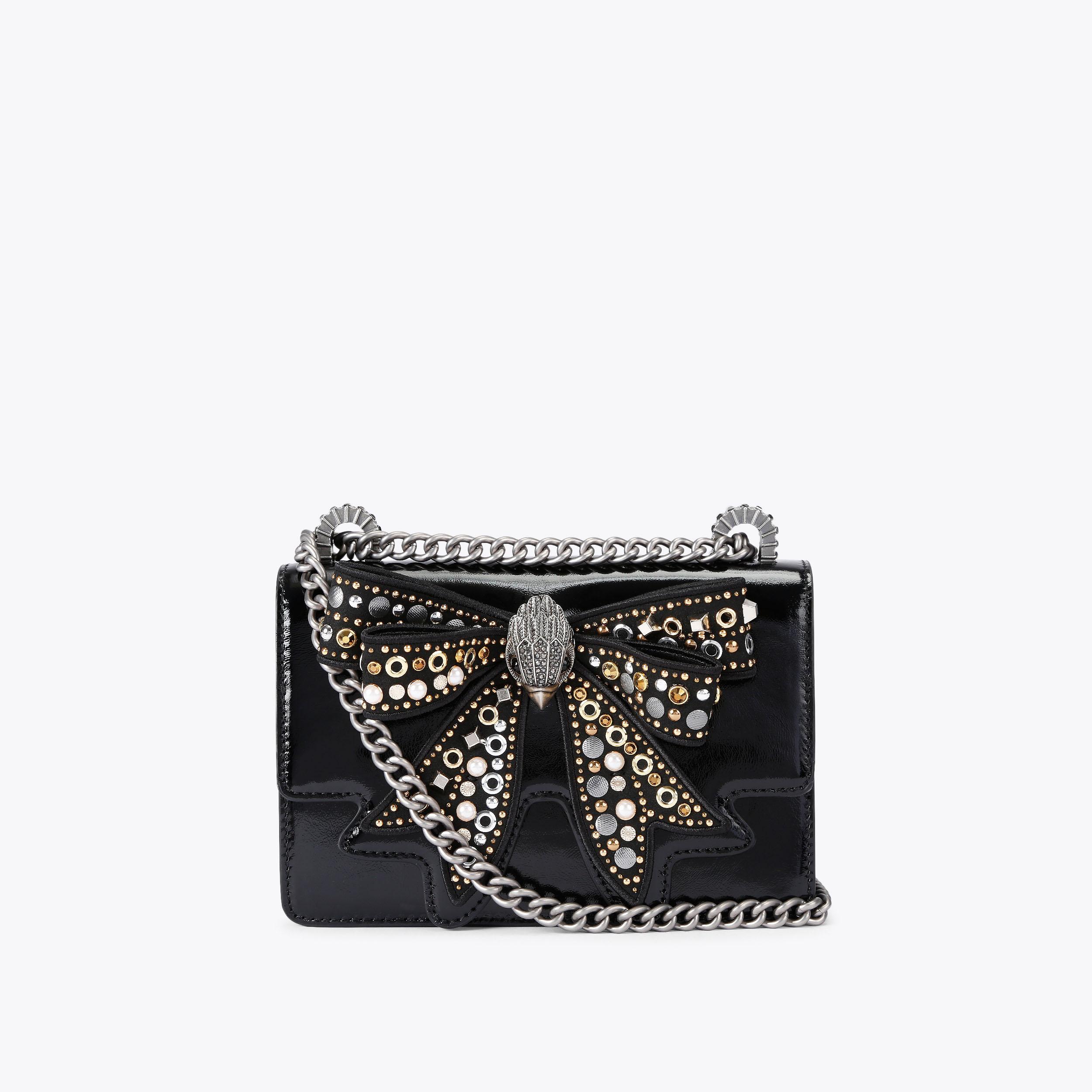 ★LOW CLASSIC★ KEYRING BAG BLACK BOW SMALL SHOREDITCH Black Bow Cross Body Bag by KURT GEIGER