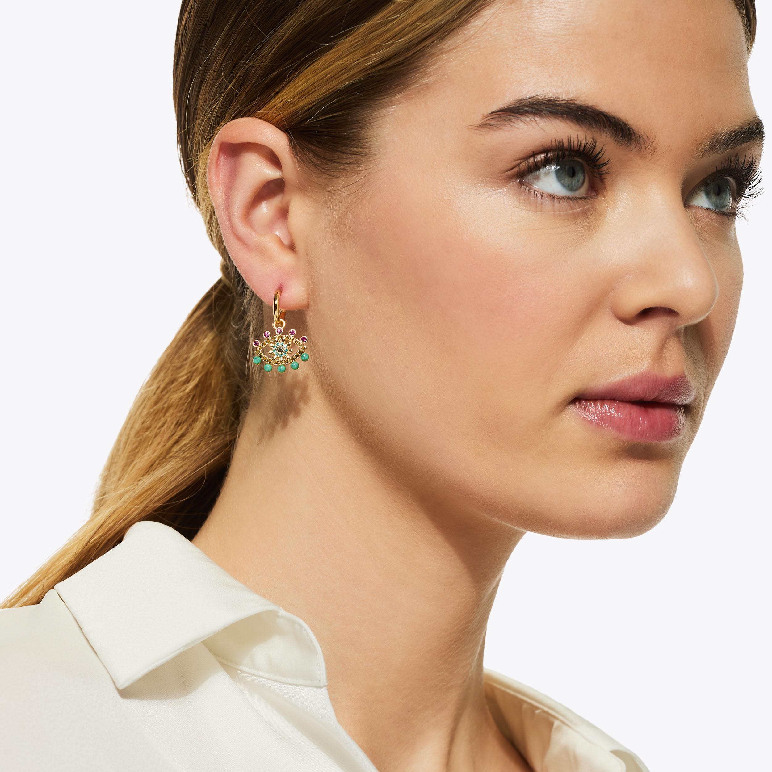 MIXED GEM EYE HUGGIES Crystal Evil Eye Earrings by KURT