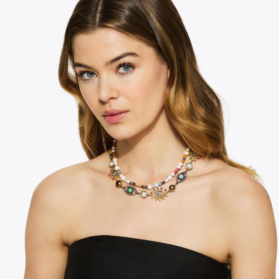 Multi Strand Eye Faux Pearl Necklace | Kurt Geiger