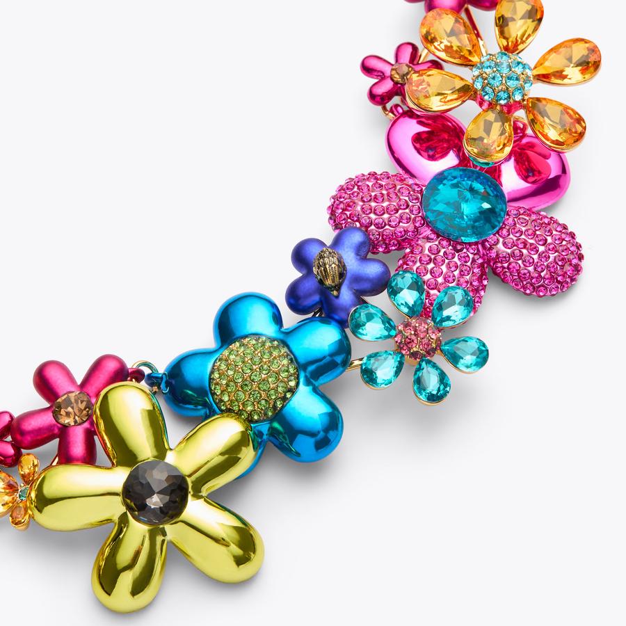XL RAINBOW FLORAL COLLAR Rainbow Flower Crystal Necklace by