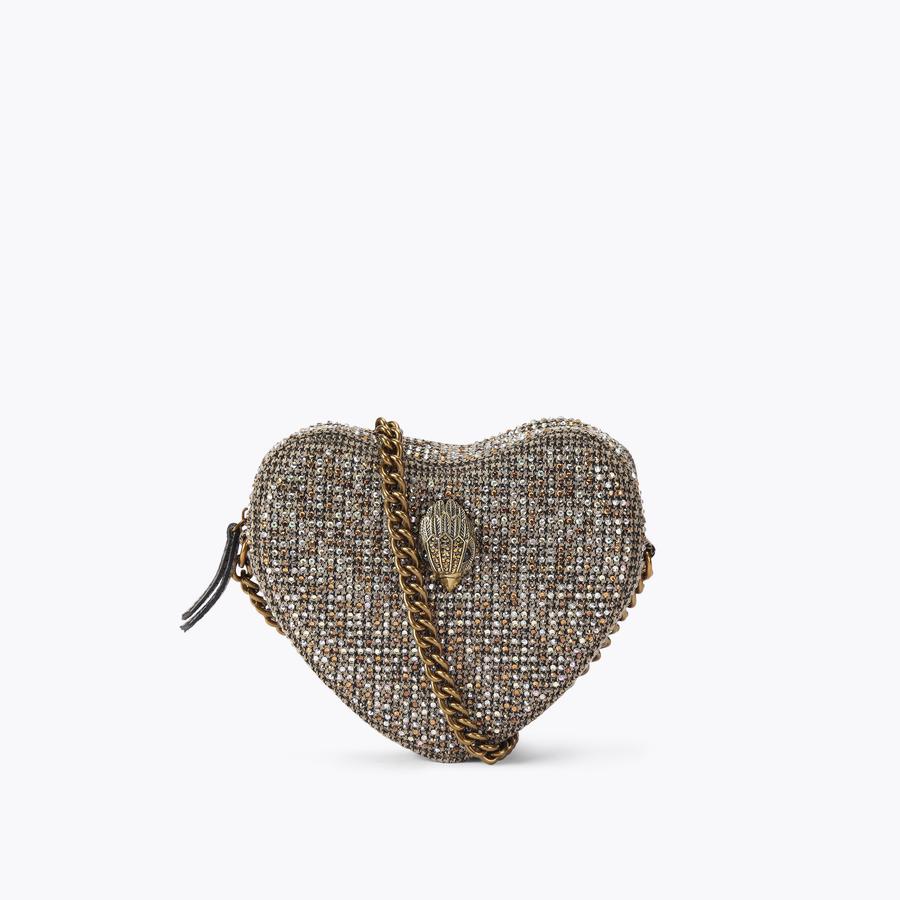 FABRIC KENSINGTON HEART X Beige Houndstooth Cross Body Bag