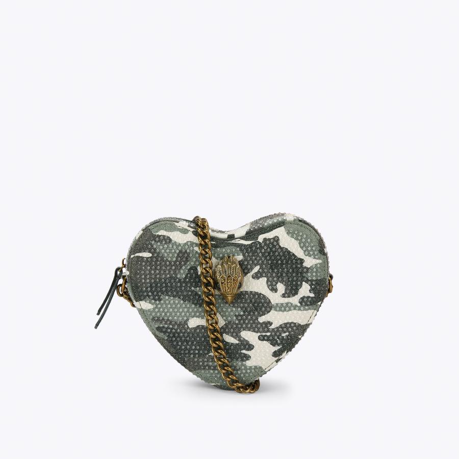 FABRIC KENSINGTON HEART X Camouflage Heart Cross Body Bag by Kurt